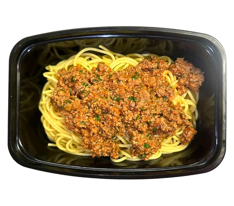 Marmita de espaguete à bolonhesa com molho artesanal de tomate e carne bovina